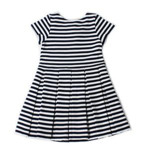 RALPH LAUREN Toddler Girls Stripe Ponte Knit Pleated Dress 18 M